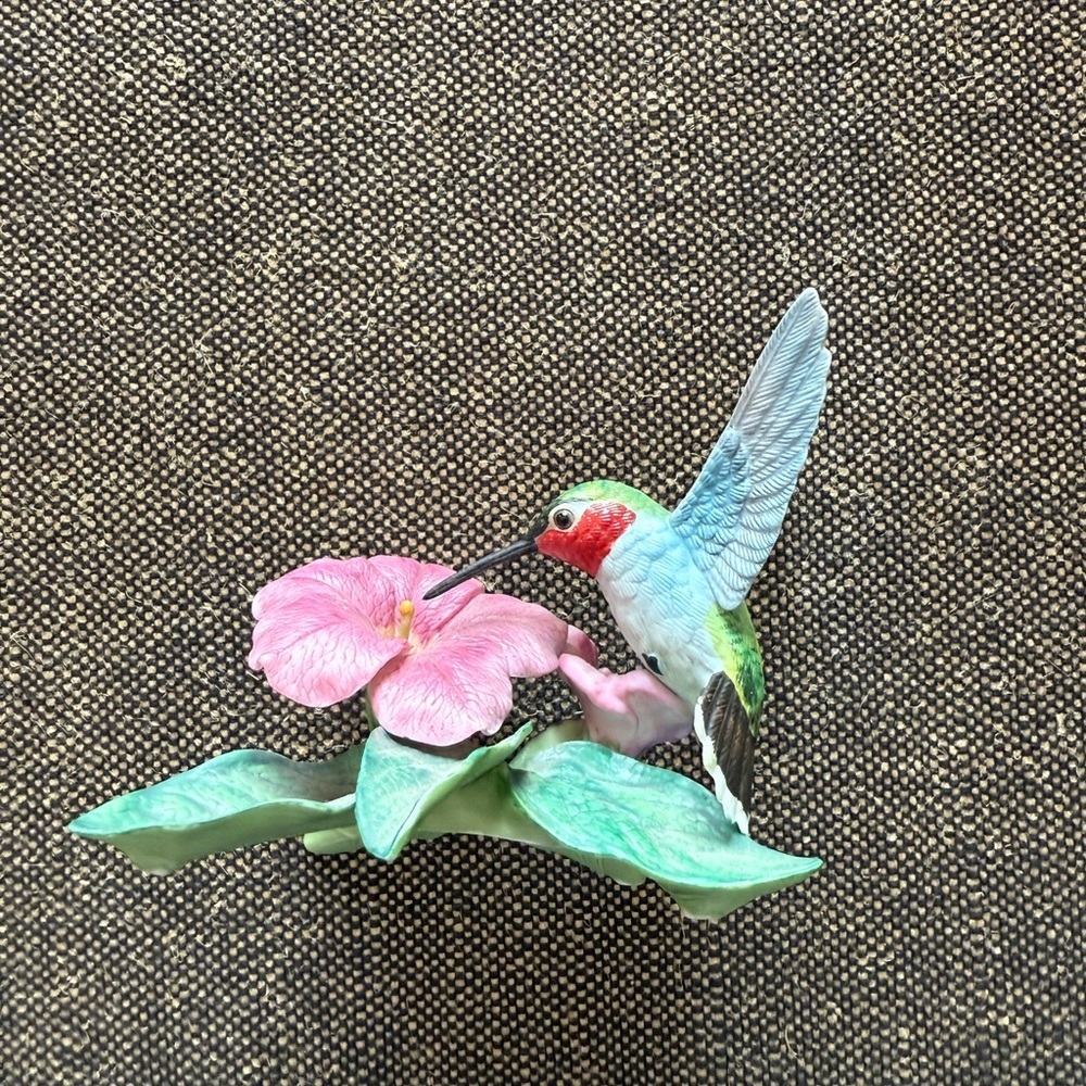 Lenox Blue, Green & Pink Hummingbird Flower Figurine
